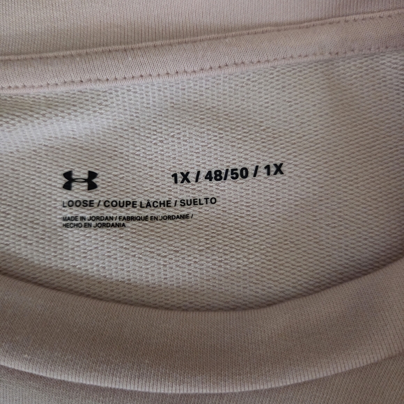Womens Under Armour Pink Sweatshirt w/ Pockets Rival Terry Crewneck Sz 1X - Picture 6 of 9